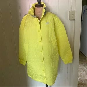 NIKE sz M Yellow Quilted Oversize Long Jacket Hood